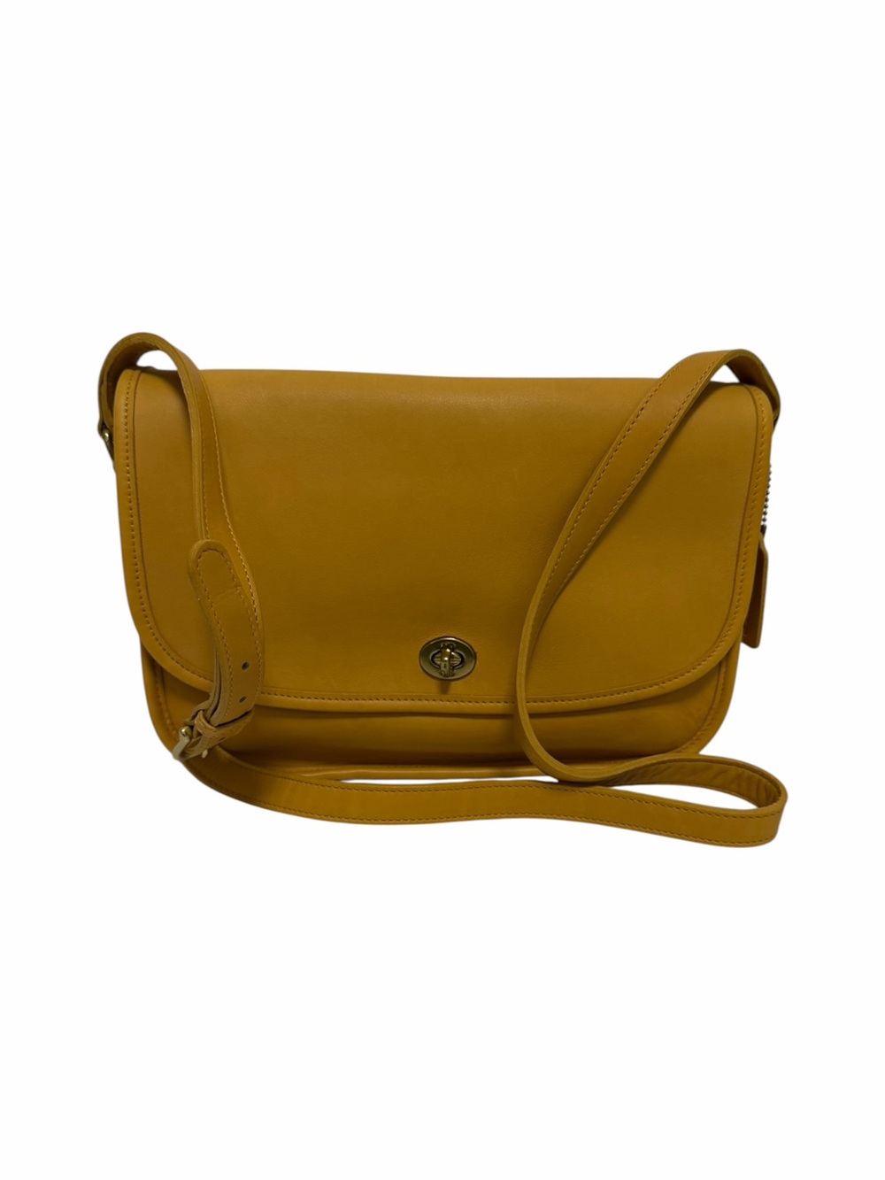 Coach Solid Mustard Genuine Leather Handbag